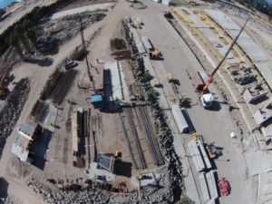 Aerial view of crane's work
